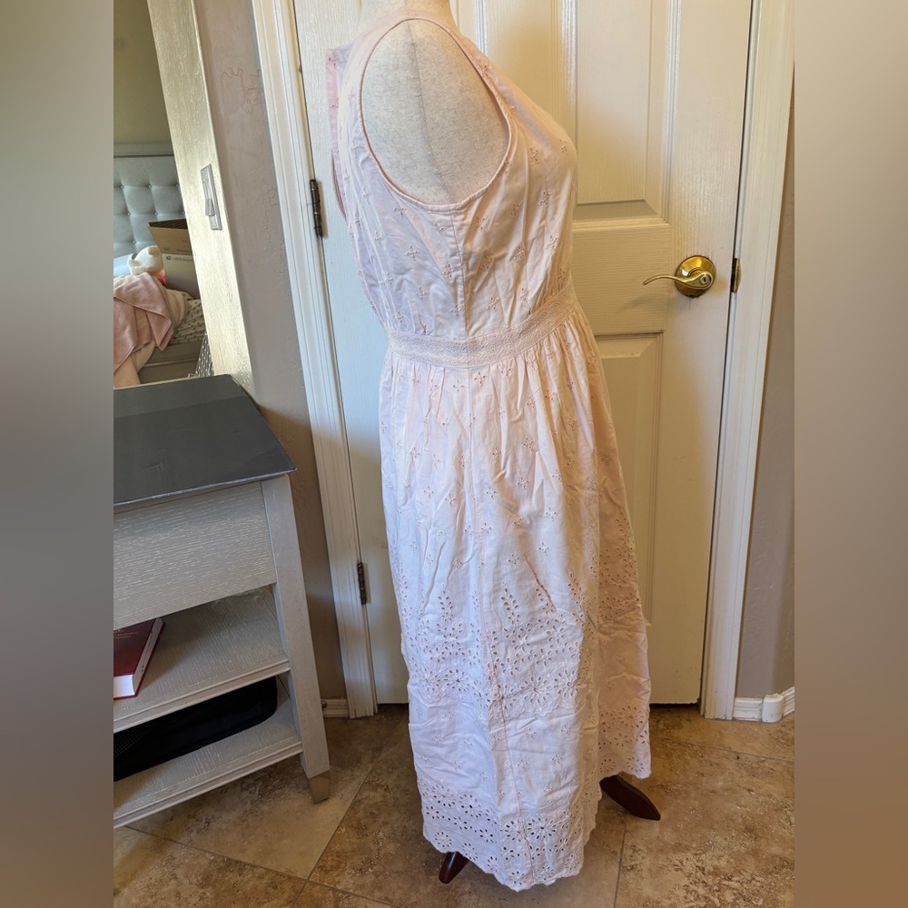 Gap Candy Pink Lined Cotton Dress Women’s Size 16 Feminine Eyelet Retro Grandma - Picture 3 of 12